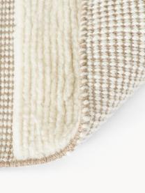 Handgeweven vloerkleed Laine met hoog-laag patroon en franjes, 57% wol (RWS-gecertificeerd), 35% jute, 8% katoen, Beige, crèmewit, B 160 x L 230 cm (maat M)