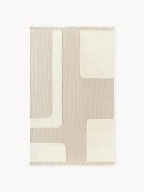 Tappeto tessuto a mano con motivo in rilievo e frange Laine, 57% lana (certificata RWS), 35% iuta, 8% cotone, Beige, bianco crema, Larg. 160 x Lung. 230 cm  (taglia M)