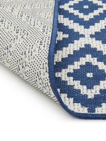 In- & outdoor vloerkleed met patroon Miami in blauw/wit, 86% polypropyleen, 14% polyester, Crèmewit, blauw, B 160 x L 230 cm (maat M)