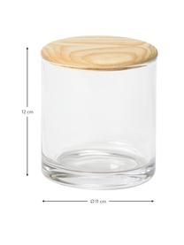 Aufbewahrungsdose Agada, Dose: Glas, Deckel: Eschenholz, Transparent, Ø 11 x H 12 cm