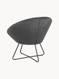 Fauteuil cocktail en velours Center, Velours gris foncé, larg. 82 x prof. 71 cm