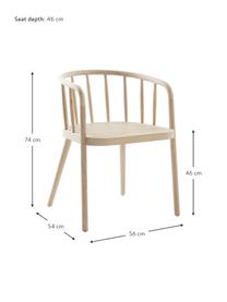 Chaise en bois avec cannage Stocksund, Beige, larg. 56 x prof. 54 cm