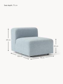 Module central en tissu bouclé Lena, Bouclé bleu ciel, larg. 76 x prof. 106 cm