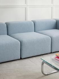 Modulo centrale in bouclè Lena, Rivestimento: bouclé (93% poliestere, 6, Struttura: legno di pino, compensato, Piedini: plastica, Bouclé azzurro, Larg. 76 x Prof. 106 cm