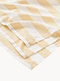 Nappe à rayures Strip, 100 % coton, Blanc, jaune pâle, 6-8 personnes (long. 200 x larg. 140 cm)
