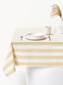 Obrus Strip, 100% bawełna, Biały, jasny żółty, Dla 4-6 osób (S 140 x D 200 cm)