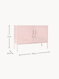 Credenza in metallo Lowdown, Acciaio verniciato a polvere, Rosa chiaro, Larg. 100 x Alt. 72 cm