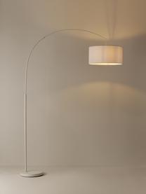 Grote booglamp Niels in wit, Lampvoet: geborsteld metaal, Lampenkap: textiel, Wit, B 157 x H 218 cm