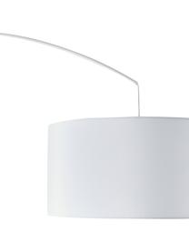 Grote booglamp Niels in wit, Lampvoet: geborsteld metaal, Lampenkap: textiel, Wit, B 157 x H 218 cm