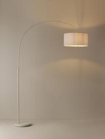 Lampada grande ad arco Niels, Base della lampada: metallo spazzolato, Paralume: tessuto, Bianco, Alt. 218 cm