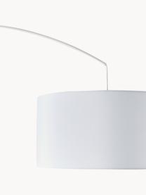Grote booglamp Niels, Lampvoet: geborsteld metaal, Lampenkap: textiel, Wit, H 218 cm