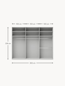 Modulární skříň s otočnými dveřmi Leon, šířka 300 cm, více variant, Světle šedá, Interiér Basic, Š 300 x V 200 cm