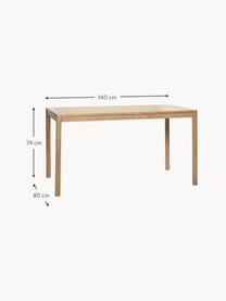 Eettafel Acorn van eikenhout, 140 x 80 cm, Eikenhout, FSC-gecertificeerd, Eikenhout, B 140 x D 80 cm