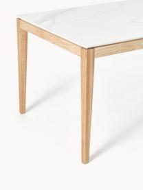 Mesa de comedor en look mármol Jackson, tamaños diferentes, Tablero: piedra cerámica es aspect, Aspecto mármol blanco, madera de roble barnizada, An 180 x F 90 cm