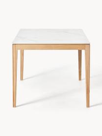 Mesa de comedor en look mármol Jackson, tamaños diferentes, Tablero: piedra cerámica es aspect, Aspecto mármol blanco, madera de roble barnizada, An 180 x F 90 cm