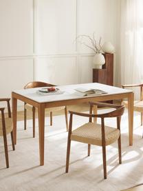 Mesa de comedor en look mármol Jackson, tamaños diferentes, Tablero: piedra cerámica es aspect, Aspecto mármol blanco, madera de roble barnizada, An 180 x F 90 cm