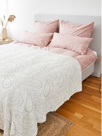 Housse de couette en coton Lynn, Vieux rose, blanc crème, larg. 140 x long. 200 cm