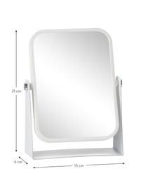 Eckiger Kosmetikspiegel Aurora mit Vergrösserung, Rahmen: Metall, beschichtet, Spiegelfläche: Spiegelglas, Weiss, B 15 x H 21 cm