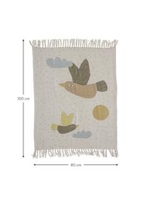 Babyplaid Alois met franjes, 52% gerecycled katoen, 32% polyester, 10% acryl, 6% rayon, Beige, geel, blauw, B 80 x L 100 cm