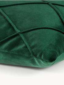 Housse de coussin 40x40 en velours à relief Nobless, 100 % velours de polyester, Vert foncé, larg. 40 x long. 40 cm