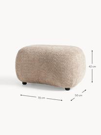 Hocker Alba aus Teddy-Bouclé, Bezug: 100 % Polyester (Teddy-Bo, Füße: Kunststoff Dieses Produkt, Teddy-Bouclé Beige, B 70 x H 42 cm, gebogen links