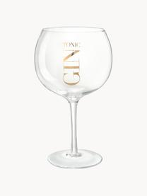 Bicchiere con scritta Gin Tonic, set di 4, Vetro, Trasparente, dorato, Ø 13 x Alt. 22 cm, 180 ml