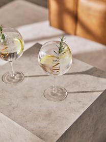 Bicchiere con scritta Gin Tonic, set di 4, Vetro, Trasparente, dorato, Ø 13 x Alt. 22 cm, 180 ml