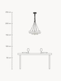 Lámpara de techo cluster de vidrio Lyna, Anclaje: metal con pintura en polv, Cable: cubierto en tela, Semitransparente, negro, Ø 55 x Al 110 cm