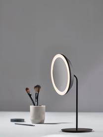 Batteriebetriebener Kosmetikspiegel Maguna mit Vergrößerung und Beleuchtung, Rahmen: Metall, beschichtet, Spiegelfläche: Spiegelglas, Schwarz, B 18 x H 34 cm