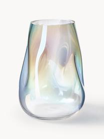 Jarrón de vidrio soplado Rainbow, 26 cm, Vidrio soplado artesanalmente, Cromo, transparente, iridiscente, Ø 18 x Al 26 cm