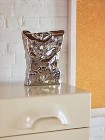 Designová váza Crisps, V 26 cm, Kamenina, Stříbrná, Š 22 cm, V 26 cm