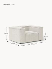 Fauteuil en tissu bouclé Lennon, Bouclé blanc cassé, larg. 130 x prof. 101 cm