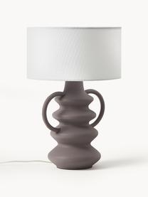 Lámpara de mesa con forma orgánica Luvi, Pantalla: lino, Cable: cubierto en tela, Blanco crema, marrón, Ø 32 x Al 47 cm