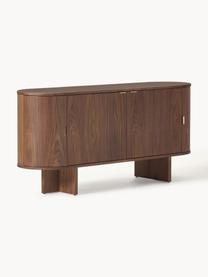 Buffet en bois avec coins arrondis Zumi, Noyer foncé laqué, larg. 160 x haut. 75 cm