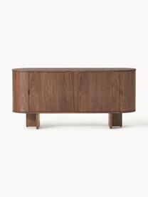 Buffet en bois avec coins arrondis Zumi, Noyer foncé laqué, larg. 160 x haut. 75 cm