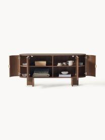 Buffet en bois avec coins arrondis Zumi, Noyer foncé laqué, larg. 160 x haut. 75 cm