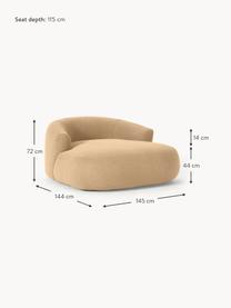 Poltrona lounge XL in bouclé Sofia, Rivestimento: bouclé (100% poliestere) , Struttura: legno di abete rosso, tru, Piedini: plastica Questo prodotto , Bouclé beige, Larg. 145 x Prof. 144 cm