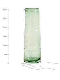 Ručne fúkaná sklenená karafa Greenie, 1.3 l, Recyklované sklo, Zelená, Ø 8 x V 30 cm, 1.3 l