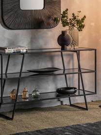 Metalen console Putney, Frame: gecoat metaal, Zwart, transparant, B 140 x H 80 cm