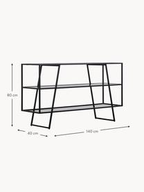 Metall-Konsole Putney, Einlegeböden: Rauchglas, Gestell: Metall, beschichtet, Schwarz, Transparent, B 140 x H 80 cm