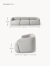 Modulares Bouclé-Sofa Sofia (3-Sitzer), Bezug: Bouclé (100 % Polyester) , Gestell: Fichtenholz, Spanplatte, , Bouclé Hellgrau, B 277 x T 103 cm