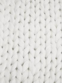 Coperta a maglia grossa fatta a mano Adyna, 100% poliacrilico, Bianco, Larg. 130 x Lung. 170 cm