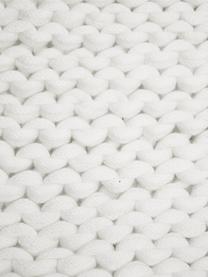 Plaid grosse maille blanc Adyna, 100 % polyacrylique, Blanc, larg. 130 x long. 170 cm