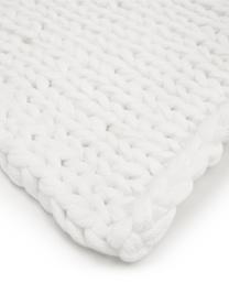 Coperta a maglia grossa fatta a mano Adyna, 100% poliacrilico, Bianco, Larg. 130 x Lung. 170 cm