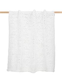 Plaid grosse maille blanc Adyna, 100 % polyacrylique, Blanc, larg. 130 x long. 170 cm