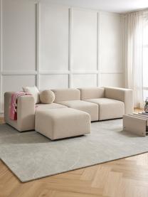 Sofá modular bouclé Lena (4 plazas), con reposapiés, Tapizado: tejido (88% poliéster, 12, Estructura: madera de pino, contracha, Patas: plástico, Bouclé beige claro, An 284 x F 181 cm