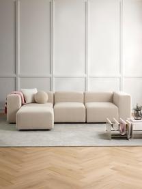 Modulares Bouclé-Sofa Lena (4-Sitzer) mit Hocker, Bezug: Bouclé (93 % Polyester, 6, Gestell: Kiefernholz, Schichtholz,, Füße: Kunststoff, Bouclé Hellbeige, B 284 x T 181 cm