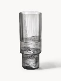 Verres à longdrink striés soufflés bouche Ripple, 4 pièces, Verre, soufflé bouche, Gris, transparent et haute brillance, Ø 6 x haut. 14 cm, 300 ml