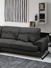 Sofa narożna Frido (4-osobowa), Tapicerka: 100% poliester, Stelaż: drewno brzozowe, płyta wi, Nogi: metal powlekany, Antracytowy, S 308 x G 190 cm