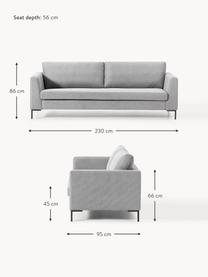 Sofa Luna (3-osobowa), Tapicerka: 100% poliester z certyfik, Stelaż: lite drewno bukowe, sklej, Nogi: metal galwanizowany Mater, Szara tkanina, S 230 x G 95 cm